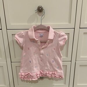 Ralph Lauren Pink Kids Polo with Ruffle Hem